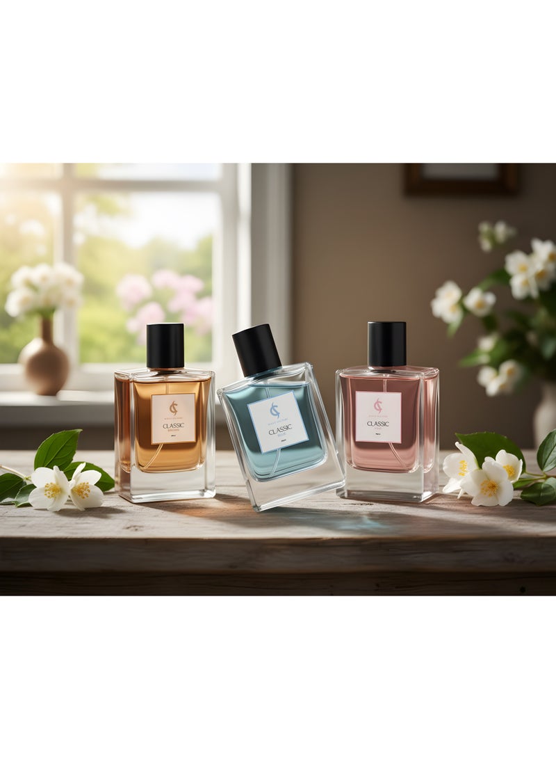 Scent Culture 3-in-1 Classic Series EDP Perfume Gift Set for Men & Women (Pink, Blue, Brown) 3x50ml - Image 3